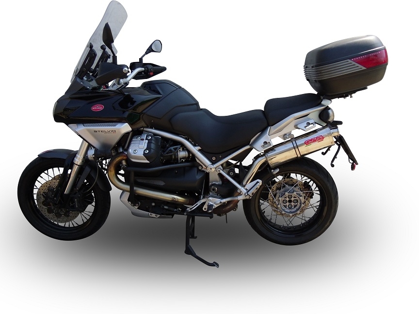 Escape compatible con Moto Guzzi Stelvio 1200 4V 2008-2010, Trioval, Escape legal, homologado, silenciador con db killer desmontable y tubo de conexión específico 