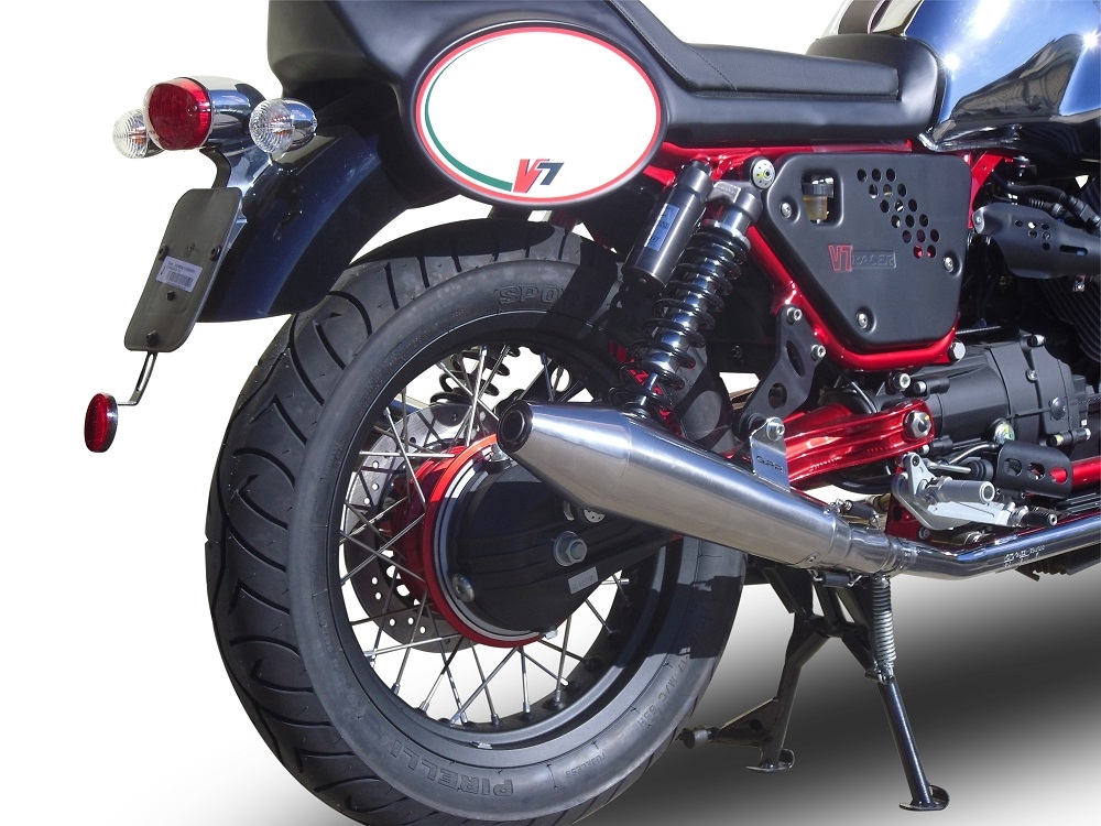Escape compatible con Moto Guzzi Nevada 750 2008-2014, Vintacone , Par de terminales de escape homologados, con db killer extraíbles y tubos de conexión específicos 