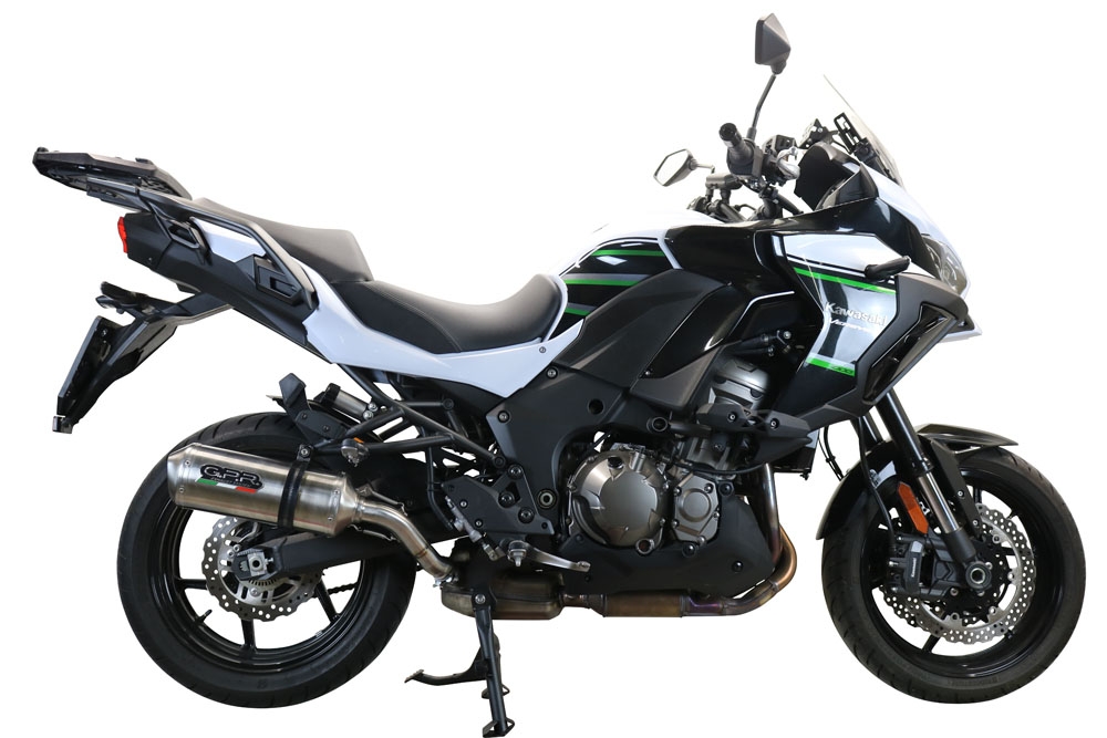 Escape compatible con Kawasaki Versys 1000 I.E. 2021-2024, Satinox , Escape legal, homologado, silenciador con db killer desmontable y tubo de conexión específico 