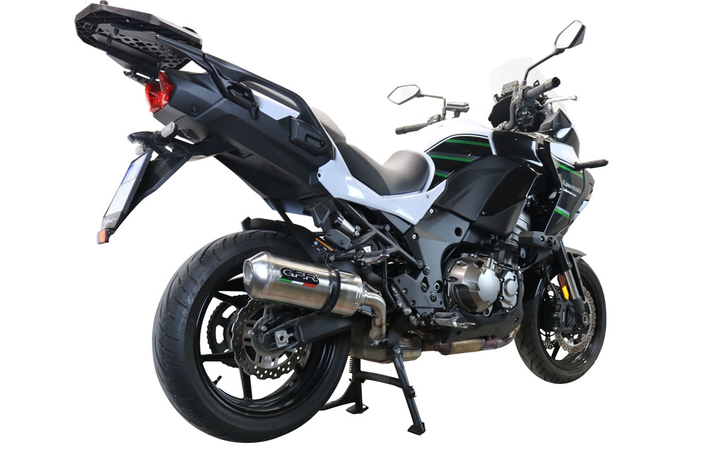 Escape compatible con Kawasaki Versys 1000 I.E. 2021-2024, Satinox , Escape legal, homologado, silenciador con db killer desmontable y tubo de conexión específico 