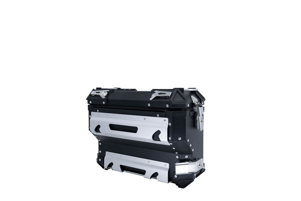 GPR TECH compatible con  Bmw F 750 Gs 2018/2020 e4 Par de maletas laterales en aluminio con lado derecho contorneado, color negro con portaequipajes específico Capacidad 38 LT. + 32 LT.