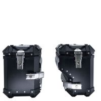 GPR TECH compatible con  Bmw F 750 Gs 2018/2020 e4 Par de maletas laterales en aluminio con lado derecho contorneado, color negro con portaequipajes específico Capacidad 38 LT. + 32 LT.