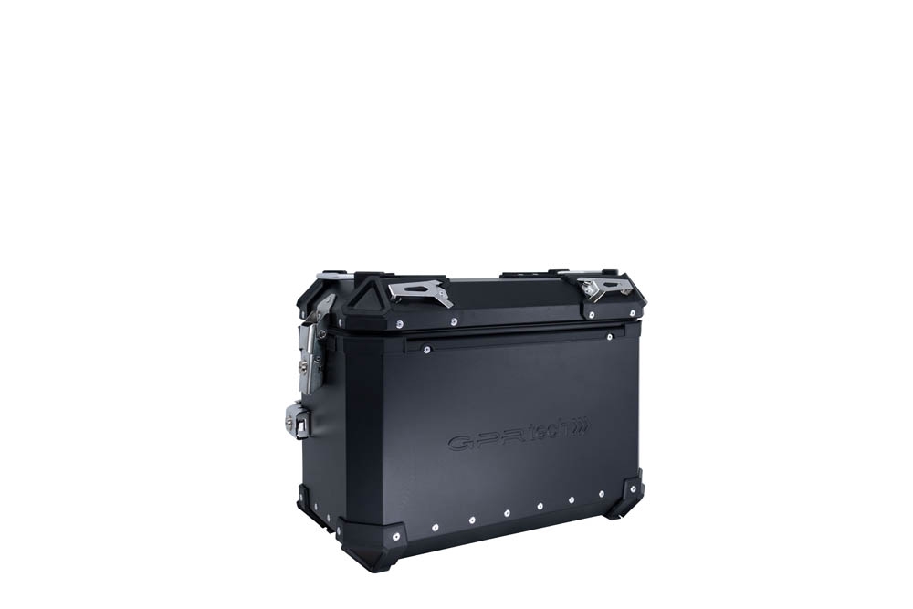 GPR TECH Par de maletas laterales en aluminio sin rack específico, color negro  Capacidad 38 LT. + 38 LT. Capacidad 38 LT. + 38 LT.