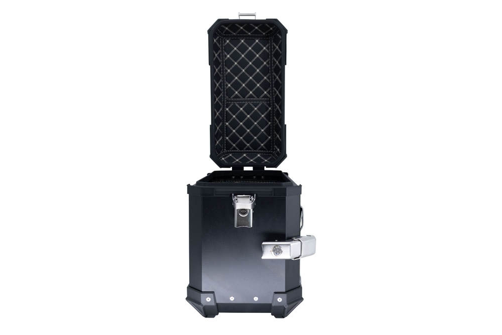 GPR TECH compatible con  Benelli Trk 502 2017/2020 e4 Par de maletas laterales en aluminio color negro con portaequipajes específico Capacidad 38 LT. + 38 LT.