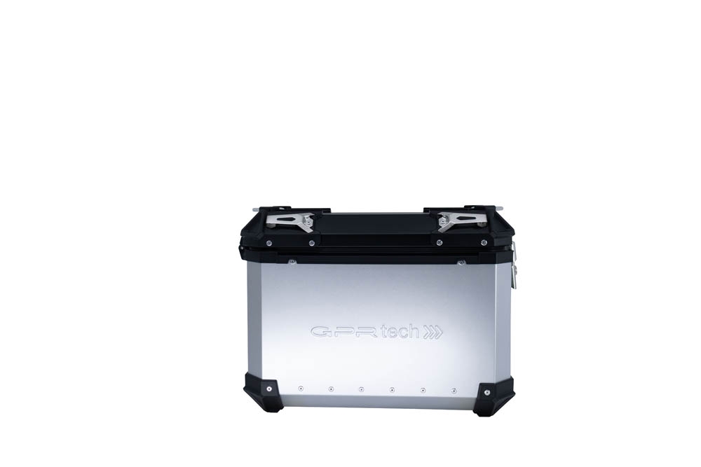 GPR TECH compatible con  Benelli Trk 502 2017/2020 e4 Par de maletas laterales en aluminio color plata con portaequipajes específico Capacidad 38 LT. + 38 LT.