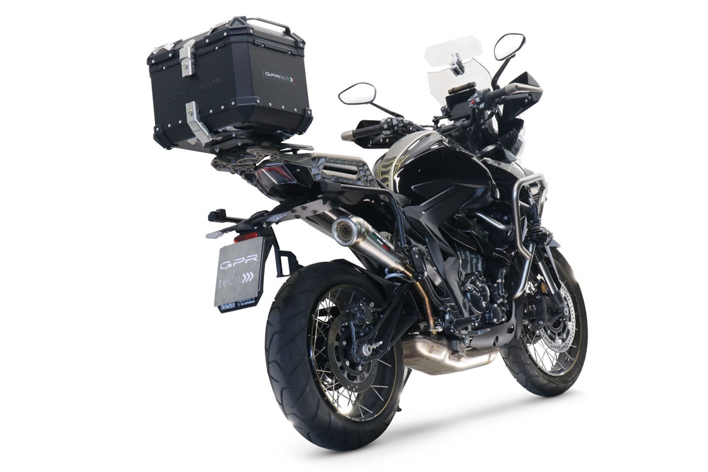 Escape compatible con Zontes 350 T2 ADV 2022-2024, Powercone Evo, Escape legal, homologado, silenciador con db killer desmontable y tubo de conexión específico 