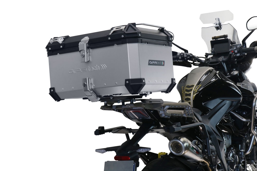 Baúl GPR TECH compatible con  Zontes 350 T1 ADV 2022/2024 e5 Baúl Alpi-Tech en aluminio color plata con placa específica incluida Capacidad Litros 45