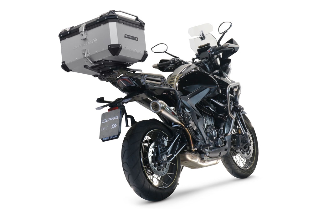 Escape compatible con Zontes 350 T2 ADV 2022-2024, Powercone Evo, Escape legal, homologado, silenciador con db killer desmontable y tubo de conexión específico 