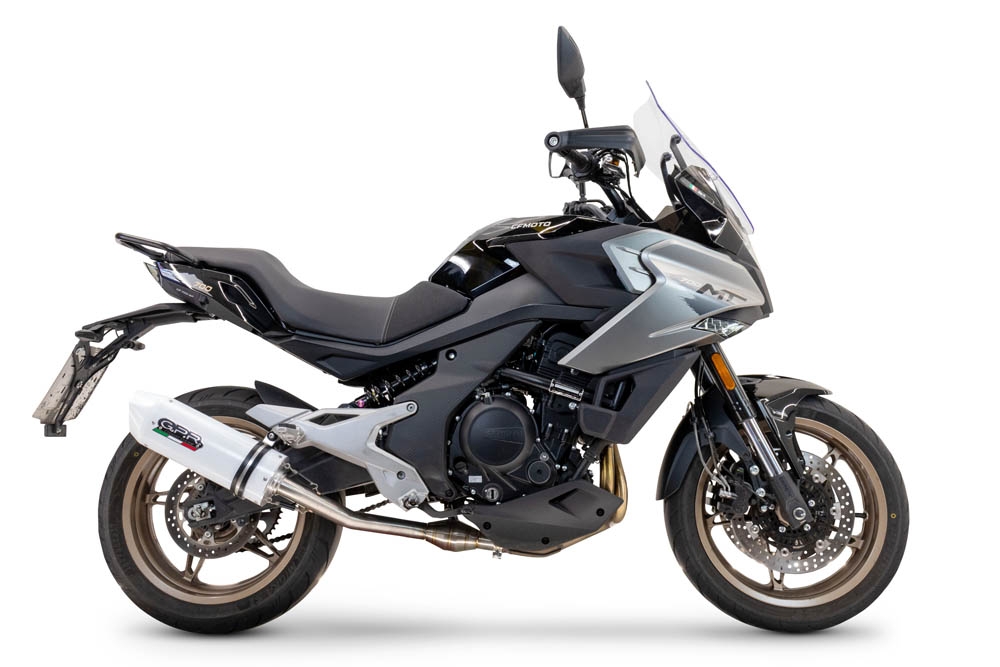Escape compatible con Cf Moto 700 Mt 2023-2024, Albus Ceramic, Escape homologaedo, legal para mercados fuera de la UE, incluido tubo de enlace y db killer extraíble 