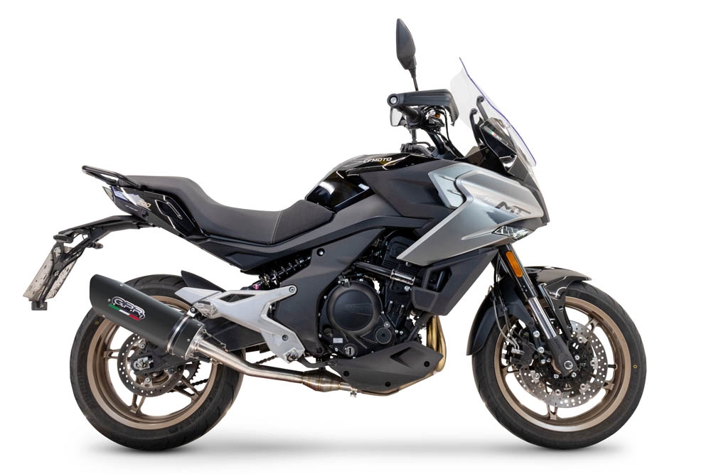 Escape compatible con Cf Moto 700 Mt 2023-2024, Furore Nero, Escape homologaedo, legal para mercados fuera de la UE, incluido tubo de enlace y db killer extraíble 