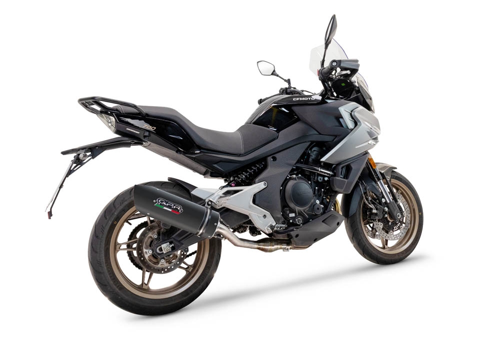 Escape compatible con Cf Moto 700 Mt 2023-2024, Furore Nero, Escape homologaedo, legal para mercados fuera de la UE, incluido tubo de enlace y db killer extraíble 