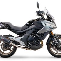 Escape compatible con Cf Moto 700 Mt 2023-2024, Gpe Ann. Black titanium, Escape homologaedo, legal para mercados fuera de la UE, incluido tubo de enlace y db killer extraíble 
