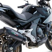 Escape compatible con Cf Moto 700 Mt 2023-2024, Gpe Ann. Black titanium, Escape homologaedo, legal para mercados fuera de la UE, incluido tubo de enlace y db killer extraíble 