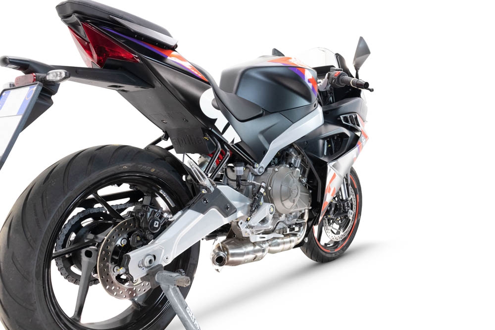 Escape compatible con Aprilia RS 457 2024-2025, Ghost Inox, Escape completo, no legal para países de la UE, con db killer extraíble 
