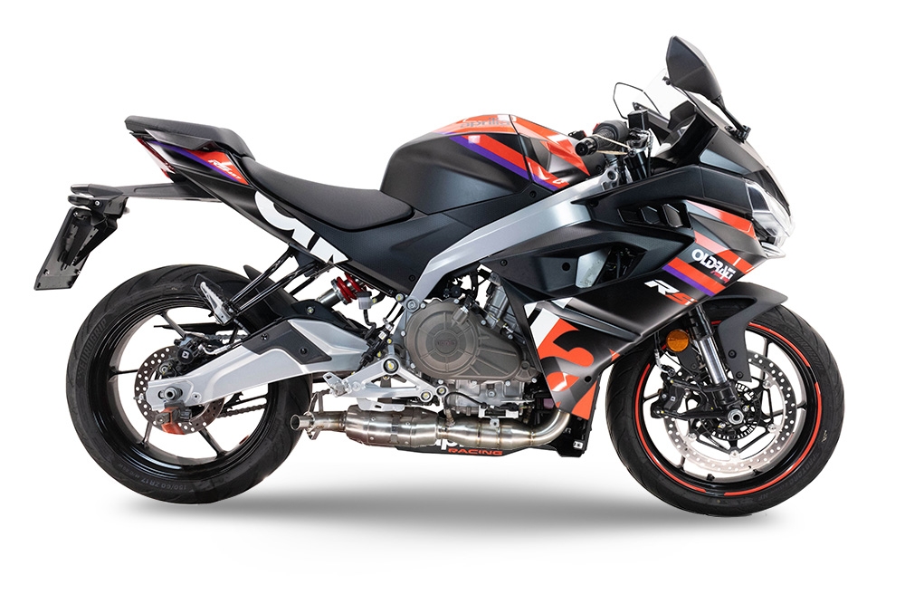 Escape compatible con Aprilia RS 457 2024-2025, Ghost Inox, Escape completo, no legal para países de la UE, con db killer extraíble 