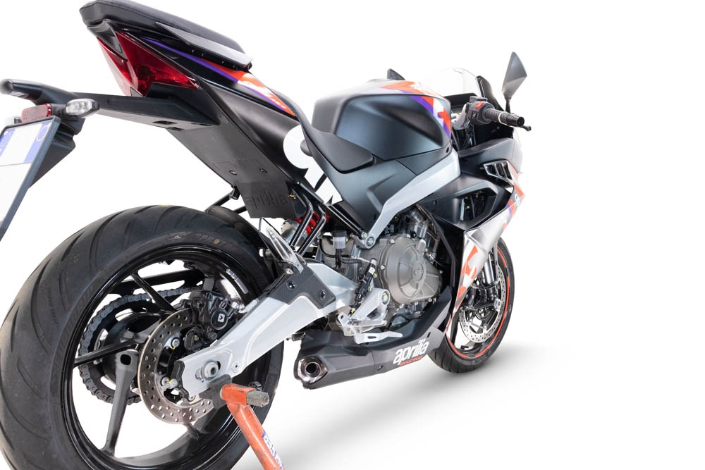 Escape compatible con Aprilia RS 457 2024-2025, Ghost Inox, Escape completo, no legal para países de la UE, con db killer extraíble 
