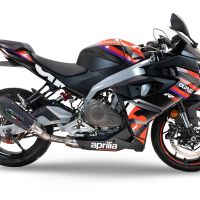 Escape compatible con Aprilia RS 457 2024-2025, Gpe Ann. Black titanium, Escape homologaedo, legal para mercados fuera de la UE, incluido tubo de enlace y db killer extraíble 