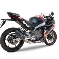 Escape compatible con Aprilia RS 457 2024-2025, Gpe Ann. Black titanium, Escape homologaedo, legal para mercados fuera de la UE, incluido tubo de enlace y db killer extraíble 