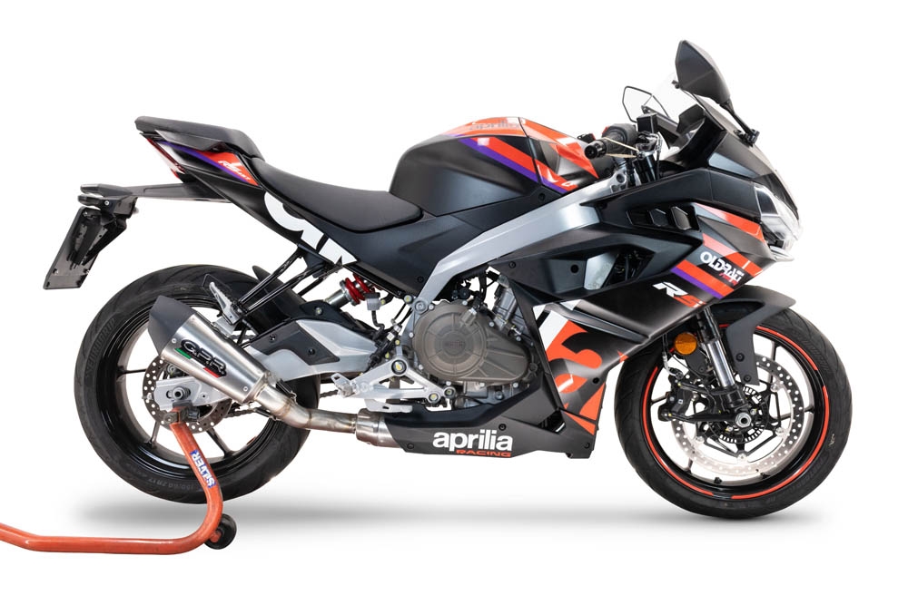 GPR escape compatible con  Aprilia RS 457 2024-2025, New Grand Prix Evo Titanium, Escape completo racing, incluyendo colector y db killer desmontable, sin homologación 