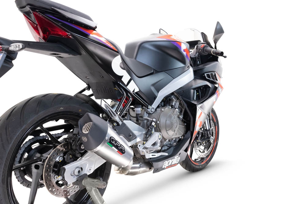 GPR escape compatible con  Aprilia RS 457 2024-2025, New Grand Prix Evo Titanium, Escape completo racing, incluyendo colector y db killer desmontable, sin homologación 