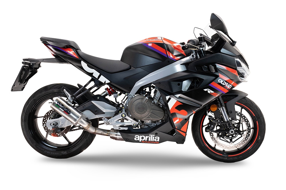 Escape compatible con Aprilia RS 457 2024-2025, M3 Inox , Escape completo, no legal para países de la UE, con db killer extraíble 