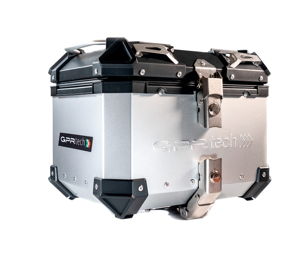 Baúl GPR TECH compatible con  Bmw G 310 Gs 2022/2024 e5 Baúl Alpi-Tech en aluminio color plata con placa específica incluida Capacidad Litros 26