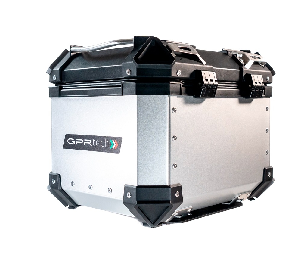Baúl GPR TECH compatible con  Bmw G 310 Gs 2022/2024 e5 Baúl Alpi-Tech en aluminio color plata con placa específica incluida Capacidad Litros 26