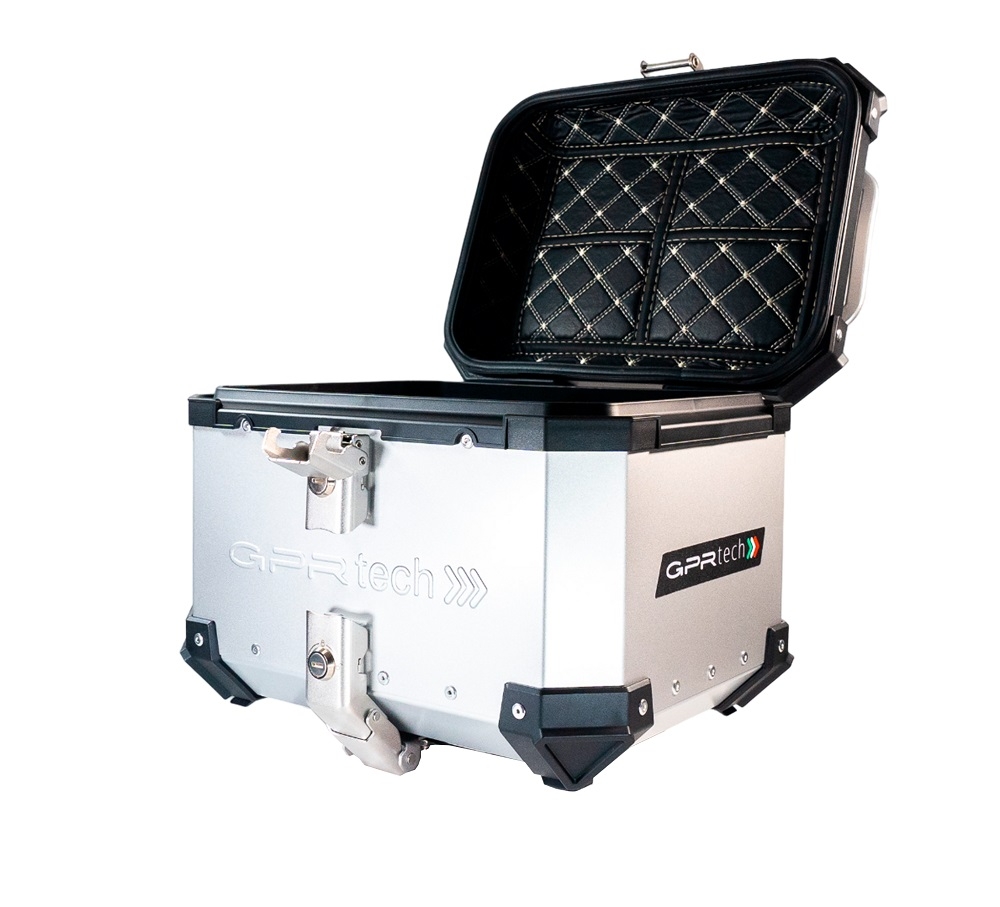 Baúl GPR TECH compatible con  Bmw G 310 Gs 2022/2024 e5 Baúl Alpi-Tech en aluminio color plata con placa específica incluida Capacidad Litros 26
