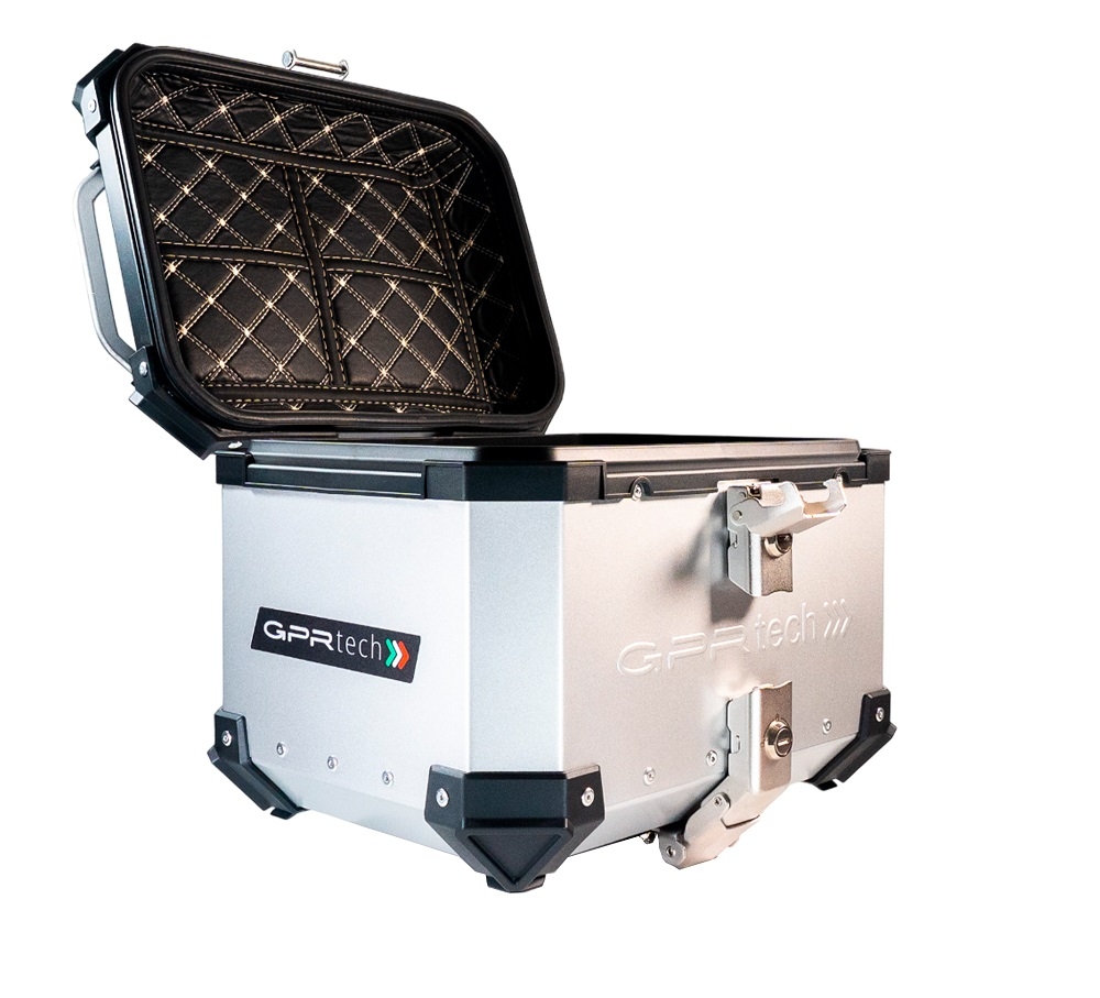 GPR TECH BAUL ALPI-TECH 26 LT. PLATA Baúl superior Top Case de aluminio color plata con placa universal incluida Capacidad Litros 26