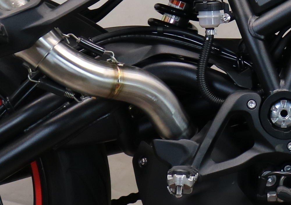 Escape compatible con Benelli 752 S 2022-2024, M3 Black Titanium, Escape legal, homologado, silenciador con db killer desmontable y tubo de conexión específico 