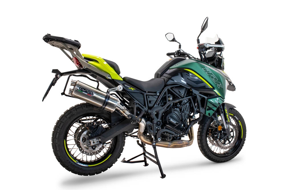 Escape compatible con Benelli Trk 702 X 2023-2024, Dual Inox, Escape legal, homologado, silenciador con db killer desmontable y tubo de conexión específico 