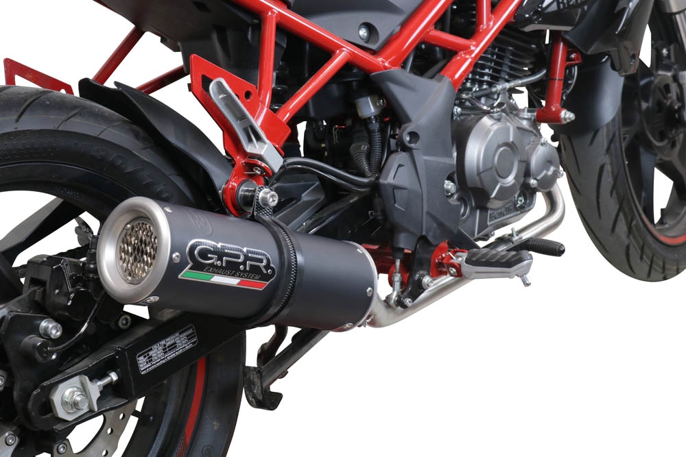 Escape compatible con Benelli Bn 125 2018-2020, M3 Black Titanium, Escape completo, no legal para países de la UE, con db killer extraíble 