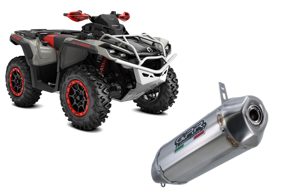 Escape compatible con Can Am Outlander 650 XMR 2013-2023, PENTACROSS INOX, Escape legal, homologado, silenciador con db killer desmontable y tubo de conexión específico 