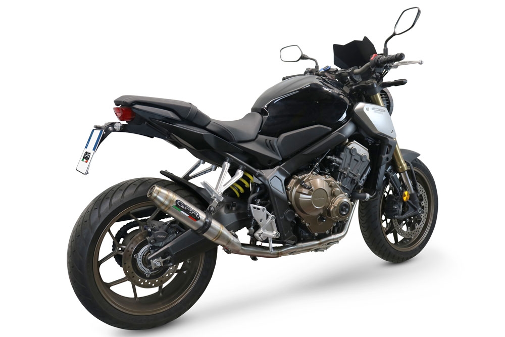 Escape compatible con Honda Cb 650 F 2014-2016, Deeptone Inox, Escape completo homologado y legal, incluido db killer extraíble 