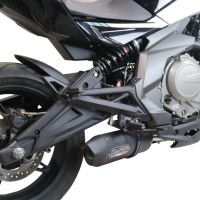Escape compatible con Cf Moto 650 Nk 2021-2024, Furore Nero, Escape homologaedo, legal para mercados fuera de la UE, incluido tubo de enlace y db killer extraíble 