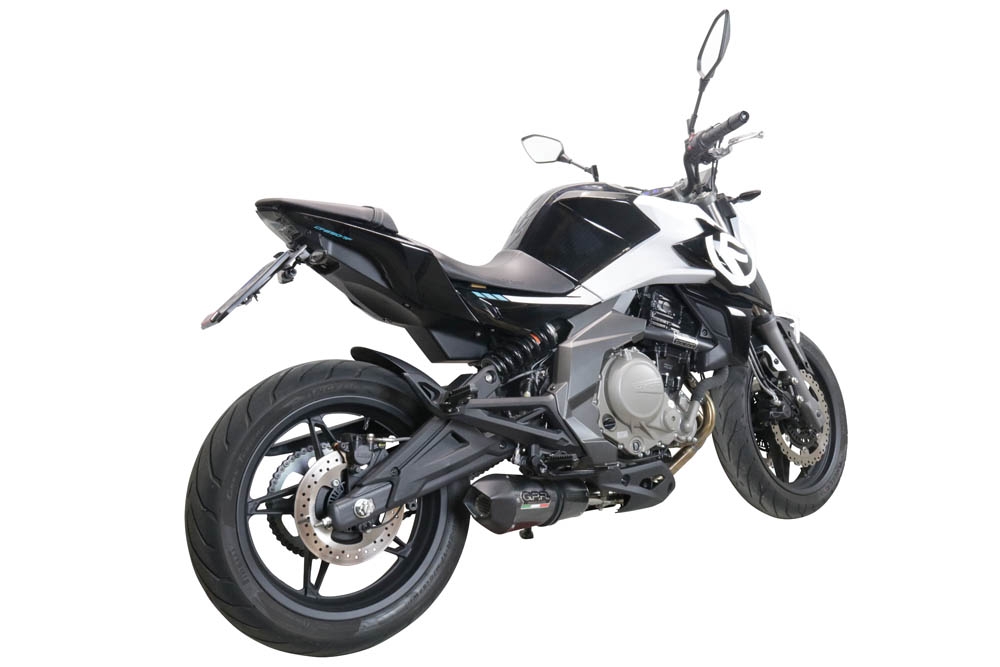 Escape compatible con Cf Moto 400 NK 2019-2020, Gpe Ann. Poppy, Escape homologaedo, legal para mercados fuera de la UE, incluido tubo de enlace y db killer extraíble 