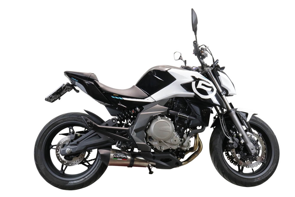 Escape compatible con Cf Moto 400 NK 2021-2023, Gpe Ann. Titanium, Escape homologaedo, legal para mercados fuera de la UE, incluido tubo de enlace y db killer extraíble 