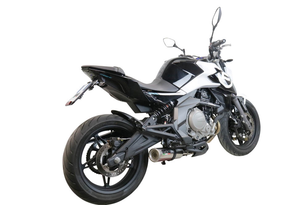 Escape compatible con Cf Moto 650 Mt 2021-2024, M3 Inox , Escape homologaedo, legal para mercados fuera de la UE, incluido tubo de enlace y db killer extraíble 