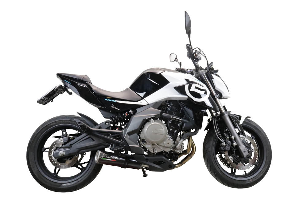 Escape compatible con Cf Moto 650 Mt 2021-2024, M3 Poppy , Escape homologaedo, legal para mercados fuera de la UE, incluido tubo de enlace y db killer extraíble 