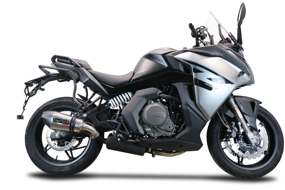 Escape compatible con Cf Moto 650 Gt 2022-2024, GP Evo4 Titanium, Escape legal, homologado, silenciador con db killer desmontable y tubo de conexión específico 