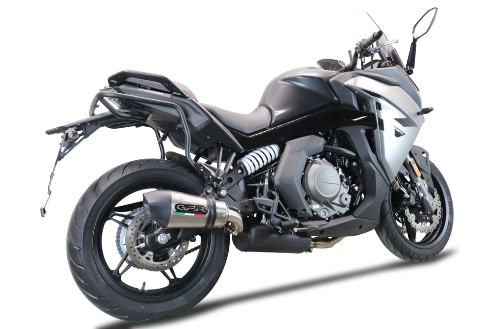 Escape compatible con Cf Moto 650 Gt 2022-2024, GP Evo4 Titanium, Escape legal, homologado, silenciador con db killer desmontable y tubo de conexión específico 