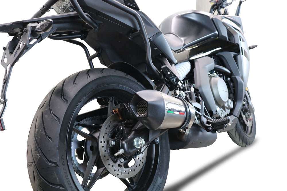 Escape compatible con Cf Moto 650 Gt 2022-2024, GP Evo4 Titanium, Escape legal, homologado, silenciador con db killer desmontable y tubo de conexión específico 