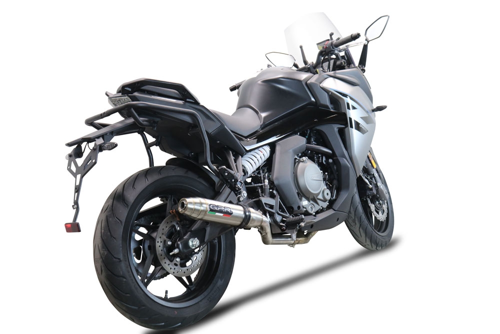Escape compatible con Cf Moto 650 Gt 2022-2024, Deeptone Inox, Sistema de escape medio lleno, incluido db killer extraíble y tubo de conexión 