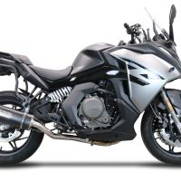 Escape compatible con Cf Moto 650 Gt 2022-2024, Furore Nero, Sistema de escape medio lleno, incluido db killer extraíble y tubo de conexión 