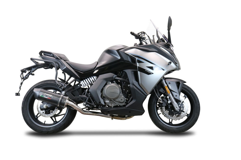 Escape compatible con Cf Moto 650 Gt 2022-2024, Furore Poppy, Sistema de escape medio lleno, incluido db killer extraíble y tubo de conexión 