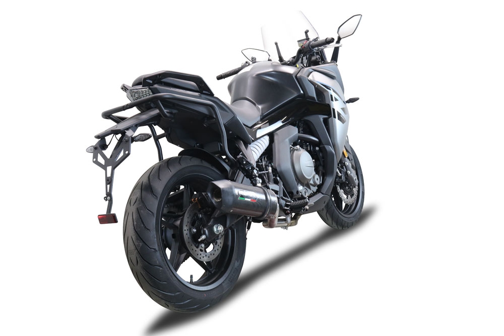Escape compatible con Cf Moto 650 Gt 2022-2024, Furore Poppy, Sistema de escape medio lleno, incluido db killer extraíble y tubo de conexión 