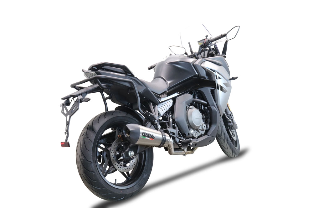 Escape compatible con Cf Moto 650 Gt 2022-2024, Gpe Ann. Titanium, Sistema de escape medio lleno, incluido db killer extraíble y tubo de conexión 