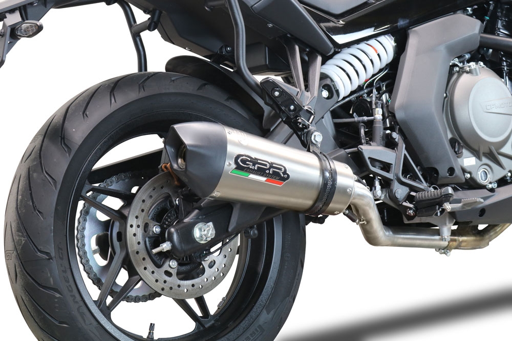 Escape compatible con Cf Moto 650 Gt 2022-2024, Gpe Ann. Titanium, Sistema de escape medio lleno, incluido db killer extraíble y tubo de conexión 