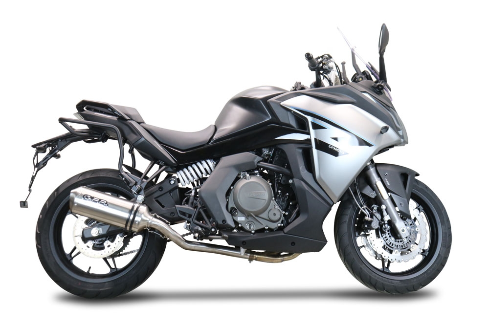 Escape compatible con Cf Moto 650 Gt 2022-2024, Satinox , Sistema de escape medio lleno, incluido db killer extraíble y tubo de conexión 