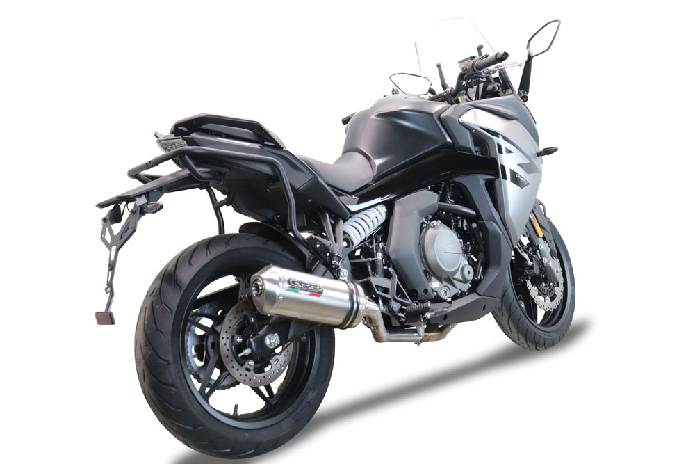 Escape compatible con Cf Moto 650 Gt 2022-2024, Satinox , Sistema de escape medio lleno, incluido db killer extraíble y tubo de conexión 